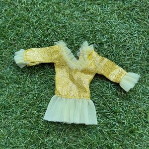 Vintage 1969 Mod Shillman Barbie Clone Dress Yellow‎ Gold Lame Brooklyn NY